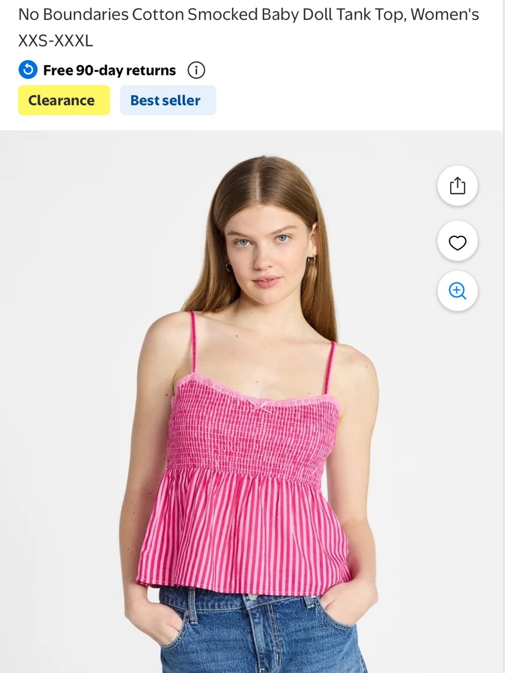 No Boundaries Pink Pinstripe Babydoll Tank Worn Once